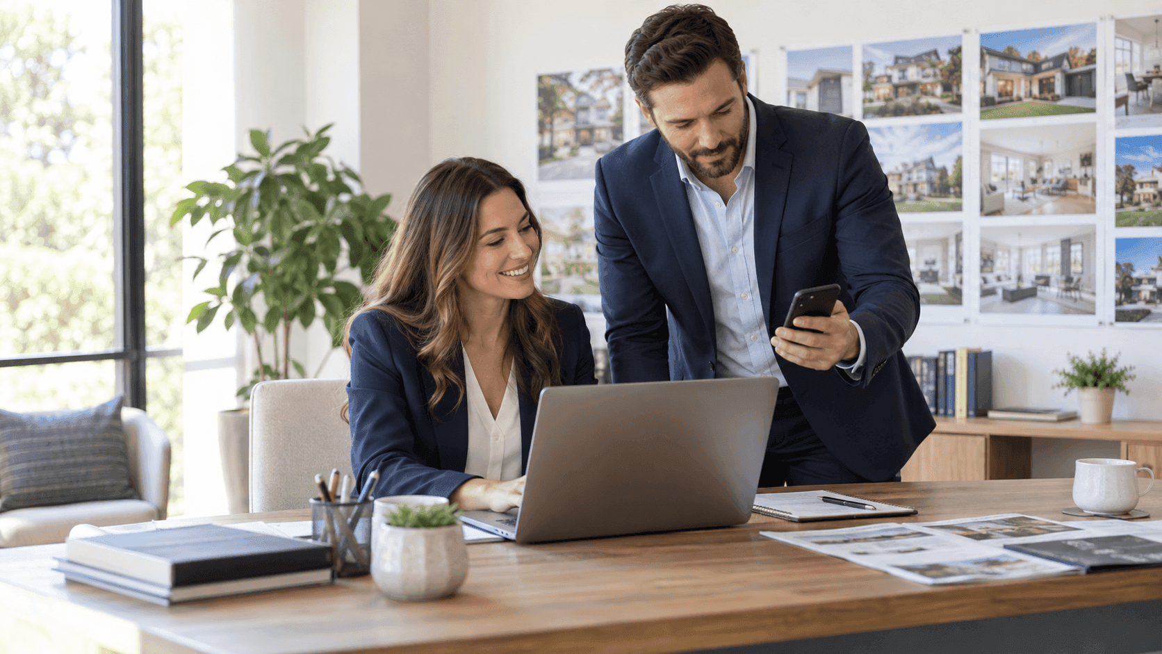 Real estate team reviewing a new lead